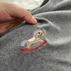 Brushed Red Pony Embroidery Women's Short Sleeve Round Neck Casual Spring T-shirt