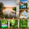 Natur Waldlandschaft Duschvorhänge Badezimmervorhang Stoff Wasserdicht Polyester Landschaft Badevorhang mit Haken