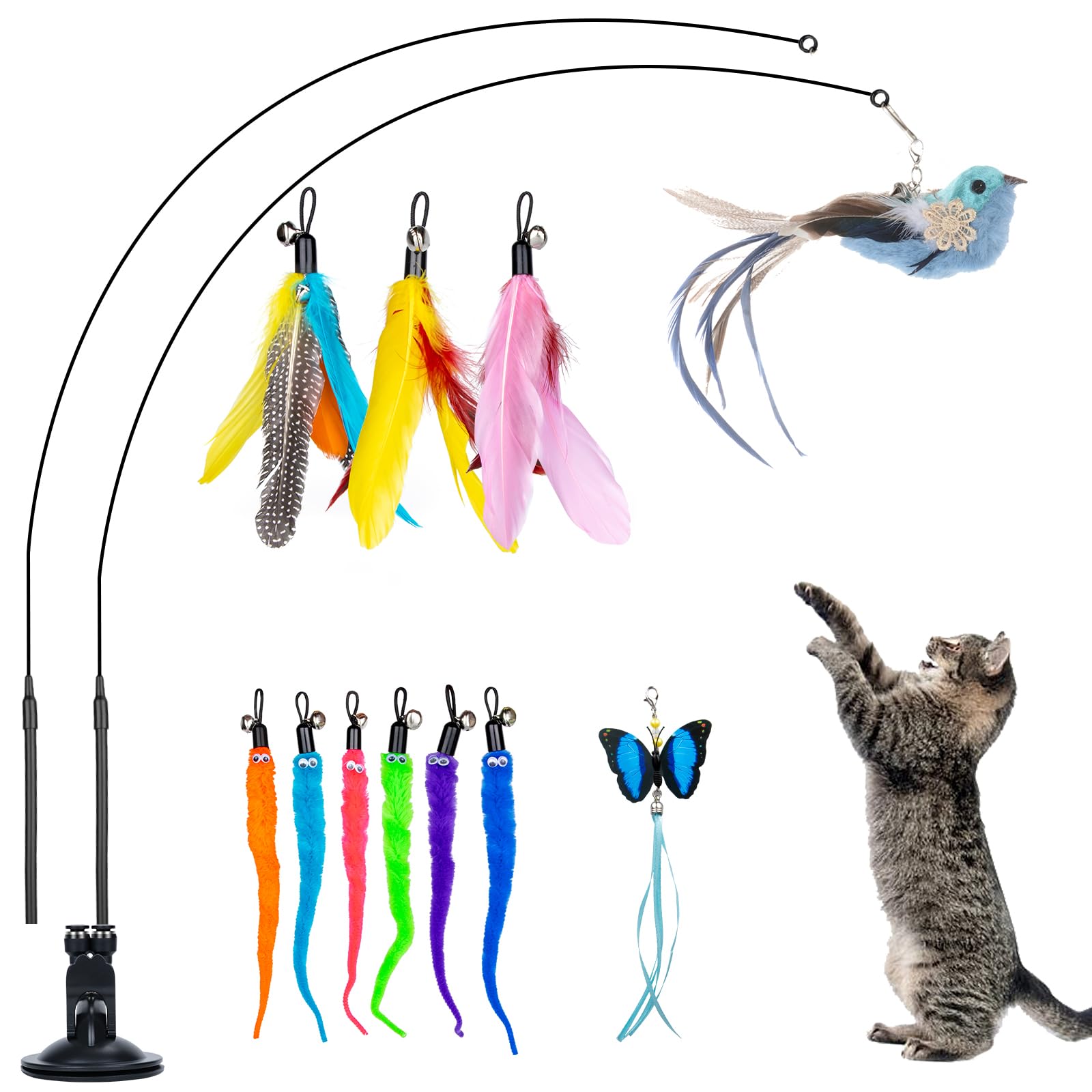 

Cat Cat Teaser Suction Cup Automatic Cat Fishing Relieves Lack of Relieves 11 Replacement With Cat Play Pet Supplies Toy, Oziral, Teaser, Toy, Pole,