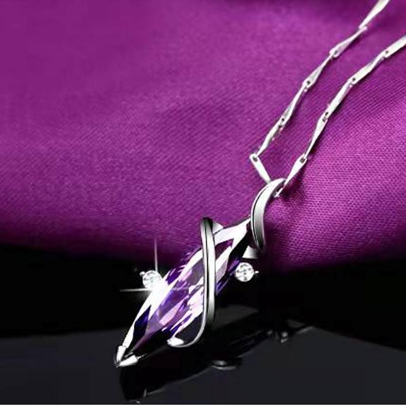 Fashionable Income ,European And American Korean Version Of Ling Ai Amethyst Necklace Romantic Tears Of Love Lucky Pendant Gift