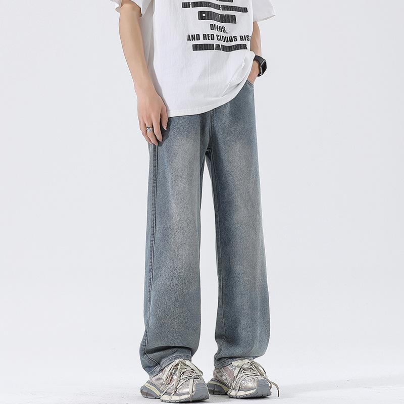 JYL New Wide Straight Jeans for Men, Basic Multicolor Universal Elastic Pants In Spring.
