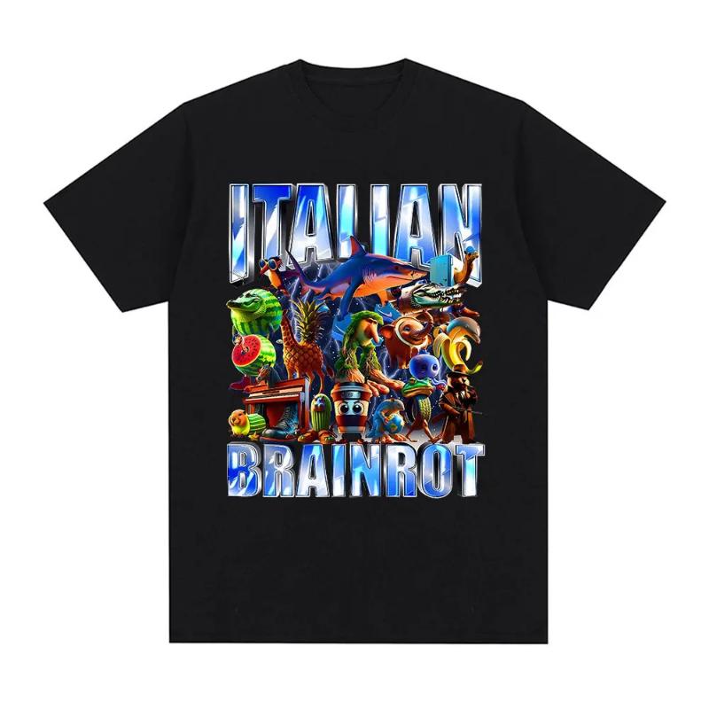 Italian Brainrot Tralalero Tralala Tung Tung Tung Sahur Bombardiro Crocodilo Funny Meme Graphic T-shirt Children  Fashion Tshirt
