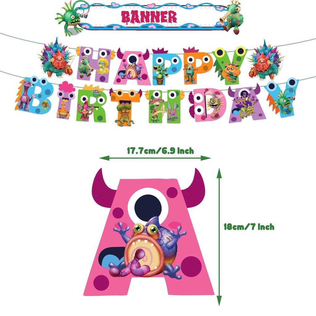 My Singing Monster Birthday Party Decorations Set Flag Balloons Cake Toppers And More