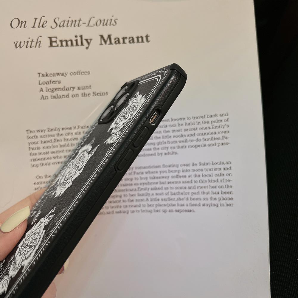 Retro Weiße Rose Blume Telefon Fall Für Iphone 11 12 Pro Max 13 Mini X Xr Xsmax 7 8 Plus Leder Silikon Weiche Stoßfest Abdeckung