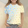 Kinder Blumenprint Rundhals Kurzarm Lässiges Lockeres T-Shirt Top Bequemer Leichter Stoff Geeignet für den Alltag