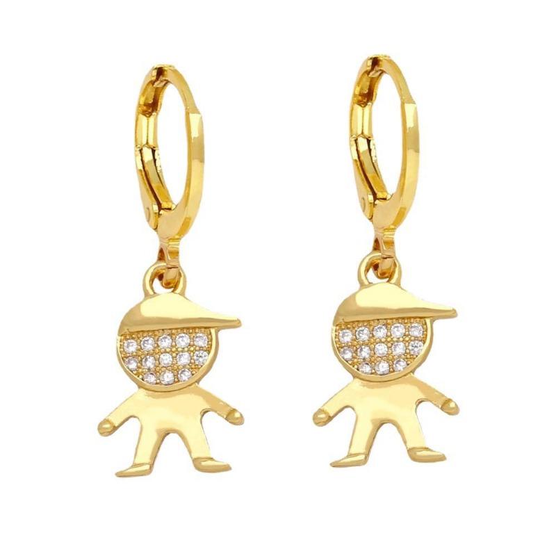 Fashion, Simple and Versatile Boy Earrings for Women Niche Design Cartoon Earrings Golden