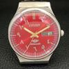 GEBRAUCHTE VINTAGE CITIZEN AUTOMATIC 8200 JAPAN HERRENUHR MIT ARABISCHEM ROTEN ZIFFERBLATT a434861-2 R123-a434861