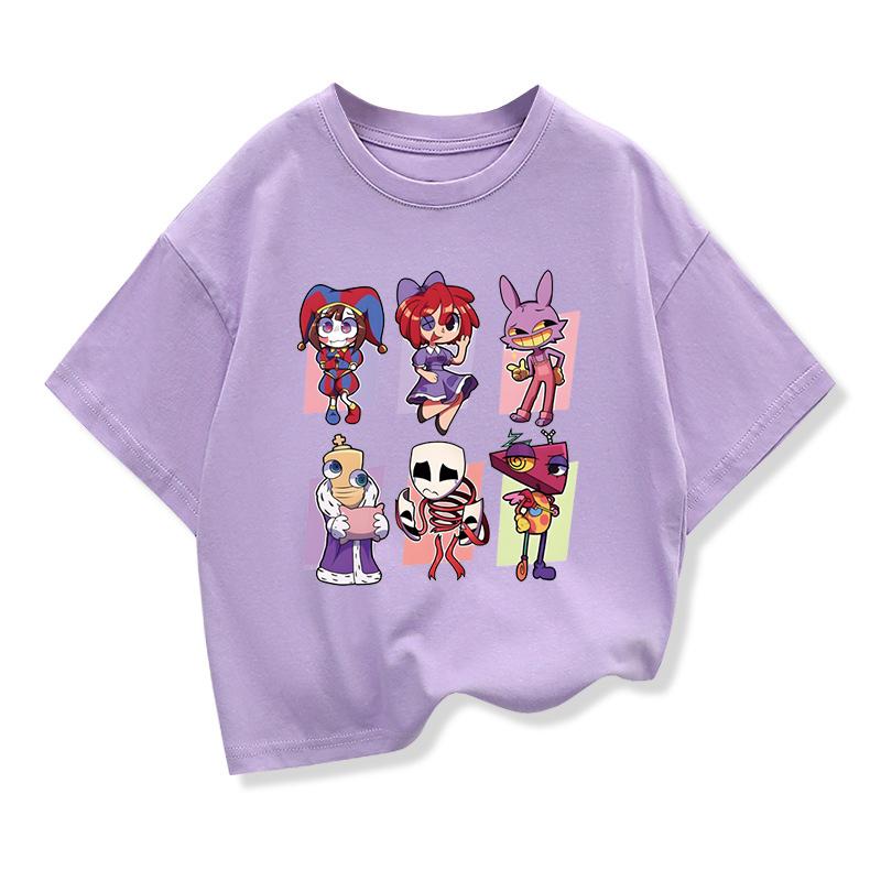 Dětské oblečení Trička Léto Úžasný digitální cirkus Grafické Módní Tričko s krátkým rukávem Dětská volná trička Topy s kulatým výstřihem