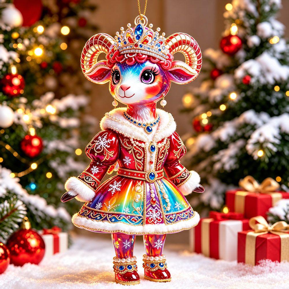 Shining Goat Hanging Ornament Acrylic Animal Hanging Decoration Christmas Tree Ornament Bag Charms