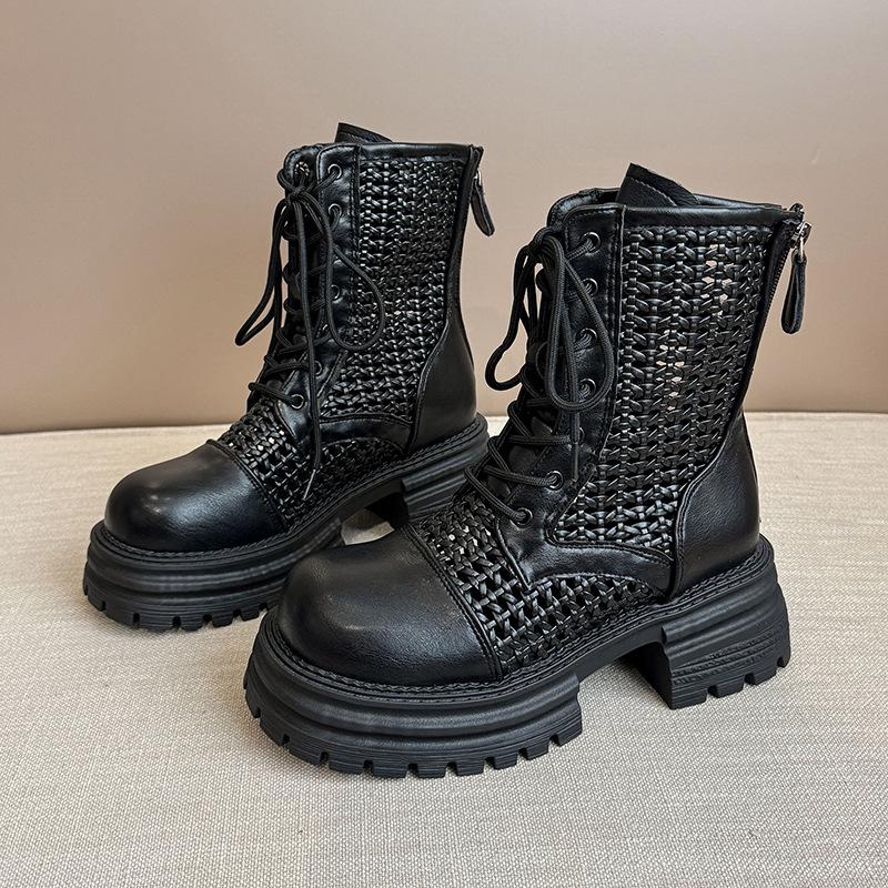 

Тонкие ботинки Мартин женские 2025 лето новые сетчатые дышащие красивые короткие ботинки британский ветер сетчатые ботинки модные крутые ботинки 40 чёрный