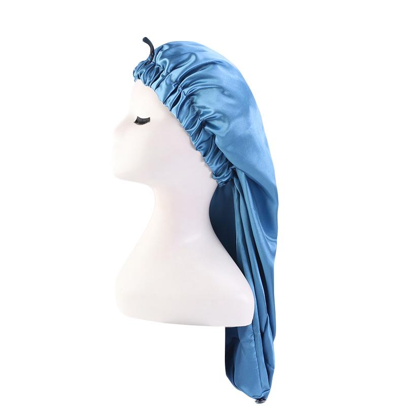 Satin Nightcap, Elastic Buckle Long Tube Hair Care Cap, Dual-Purpose Long Hair Cap, Shower Cap, Headscarf Hat