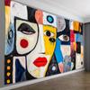 Tissu de fond pour photographie d'art de visage cubiste abstrait 2D