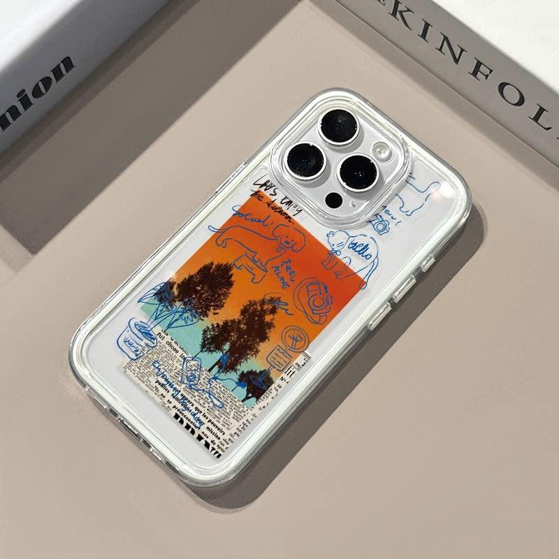 INS Sunset Graffiti Soft Silicone Clear Phone Case For iPhone 17 Pro Max Case 15 16 14 13 12 11 Pro 17 Air X XS XR 16 Plus Cover