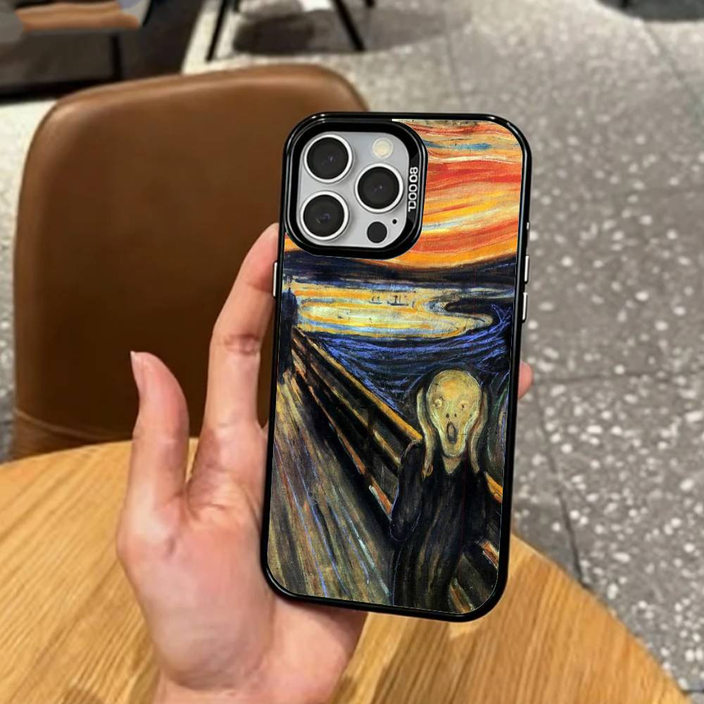 Vincent V-Van Gogh Oil Painting Phone Case For iPhone17,16,15,14,13,12,11 Plus,Pro Max Colored Silver Plated Inside Cover