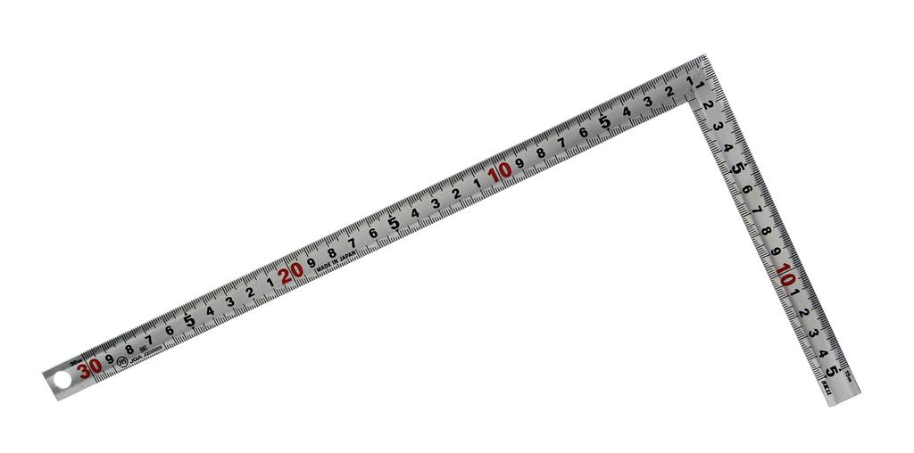 SK11 Square Ruler for JIS Class Same Scale and Thickness on Both Made in Japan (SK11) Construction, 30cm, 1, FSDD-30CKD, Sides,