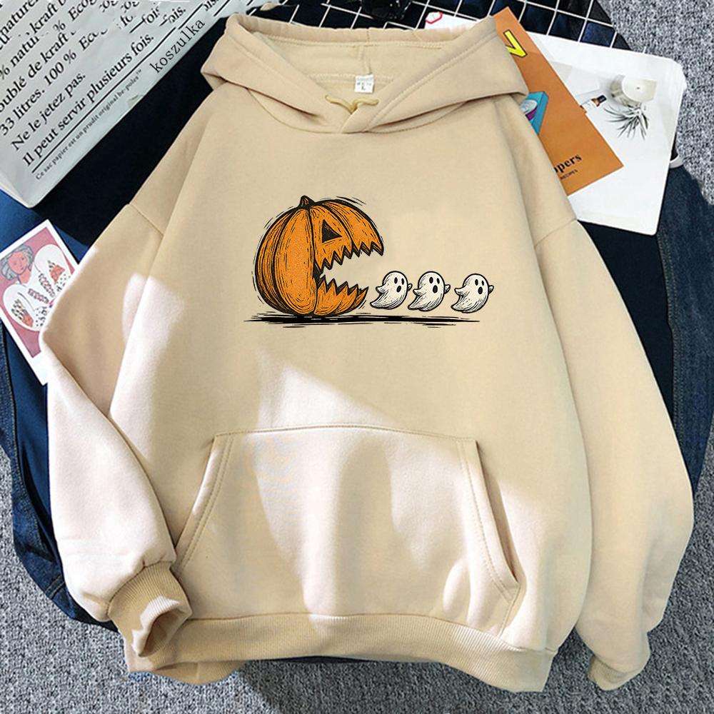 Funny Pumpkin Eating Ghosts Hoodie Women/men Hoodies Autumn Winter Clothes for Halloween Gifts Aesthetic Sweatshirt Vintage