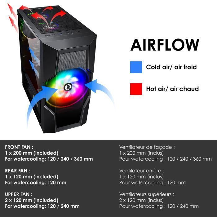 EMPIRE GAMING - Onyx Boitier PC Gamer ARGB - Moyenne Tour ATX/Micro-ATX - 4 Ventilateurs LED RGB Adressables (1 x200mm et 3 x120mm)