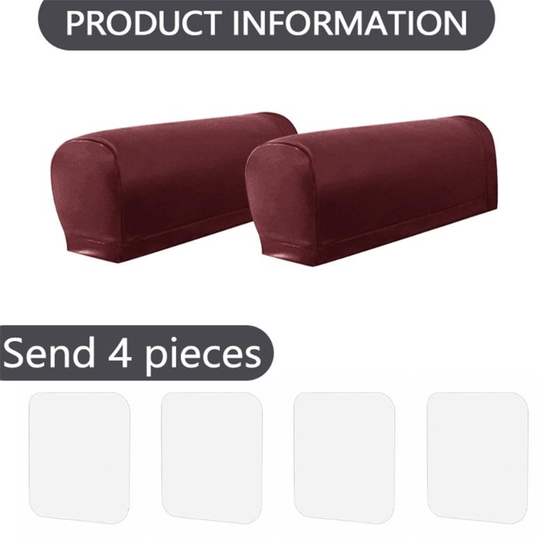 2pcs Elastic Furniture Arm Covers With 4 Slip proof Pad Waterproofie Protection For Sofa Chair Decoration