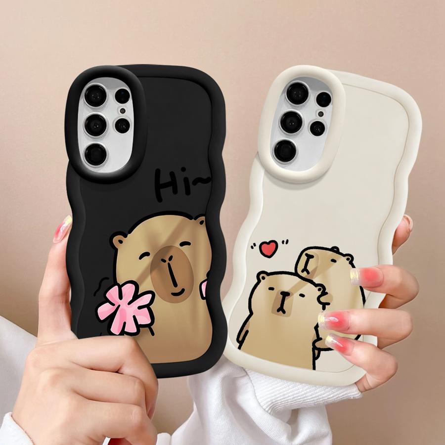 Pouzdro pro Samsung Galaxy S21 A25 S24 S20 FE S22 Ultra A26 S25 S23 Plus Měkký kryt na telefon A55 A24 A54 A36 A34 A35 Kreslená kapybara