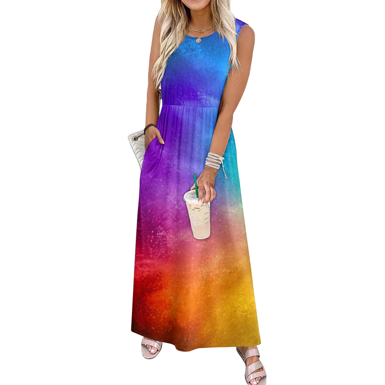 

Женское повседневное и модное платье без рукавов с принтом в виде галстука и приталенным силуэтом L синий