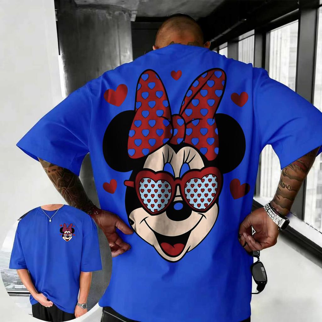 2026 Verano Disney Lindo Mickey Mouse Camiseta Estampada 100% Algodón Manga Corta Casual Holgada Transpirable Top Unisex