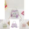 Adorable Kids Mini Handbag In Pink Purple Blue Green Beige With Trendy Chain Strap