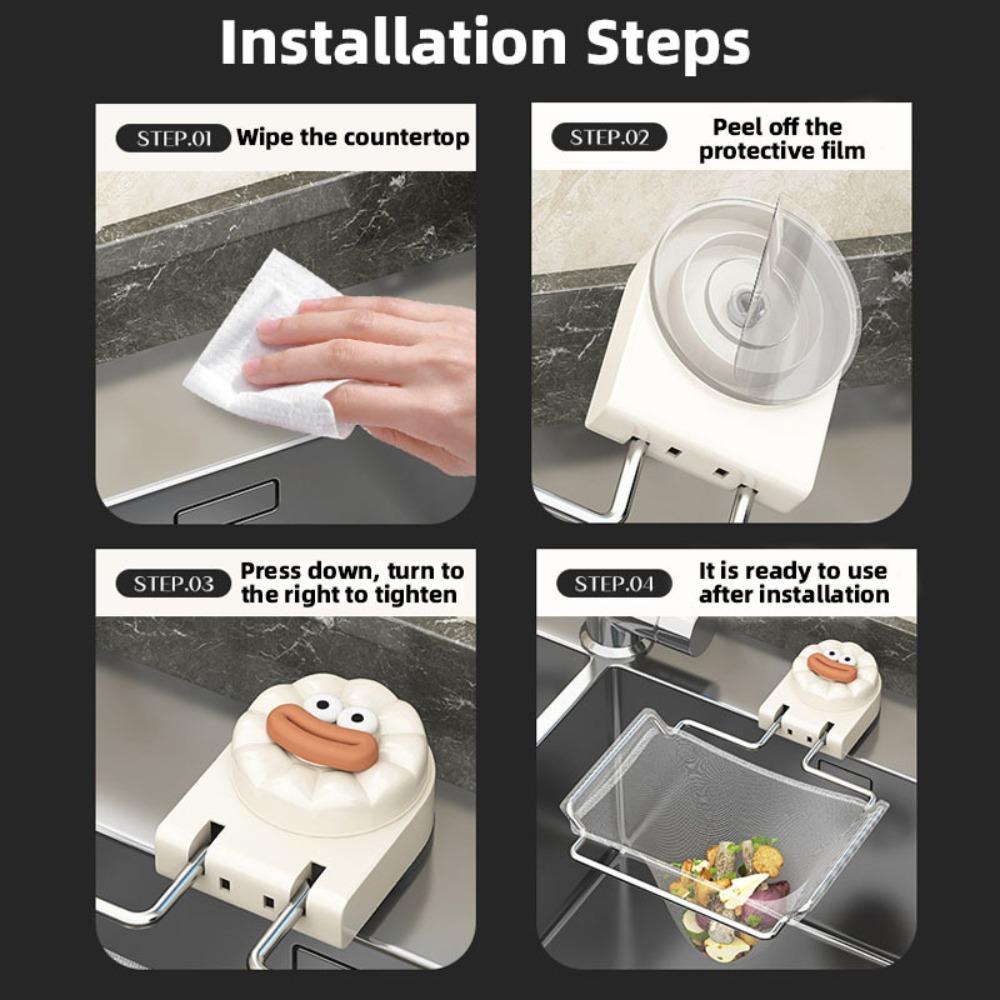 Kitchen Sink Suction Cup Filter Rack with 50 Extra Filters, Food Waste and Residue Strainer