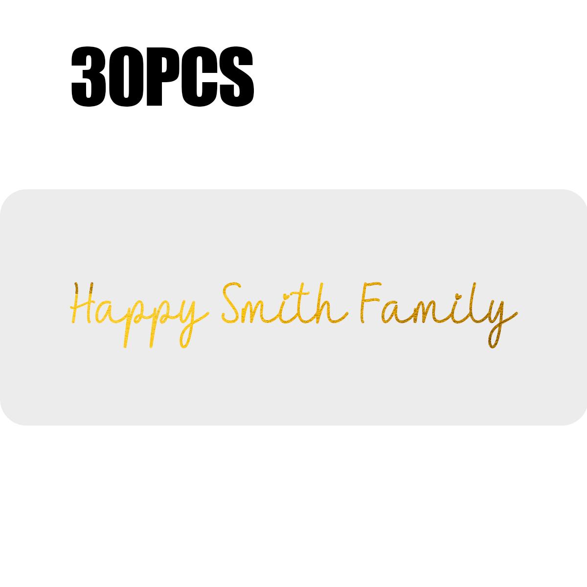 30-240Pcs Custom Rectangle Transparent Stickers, Transparent Golden Foil, Personalized Labels, 30PCS