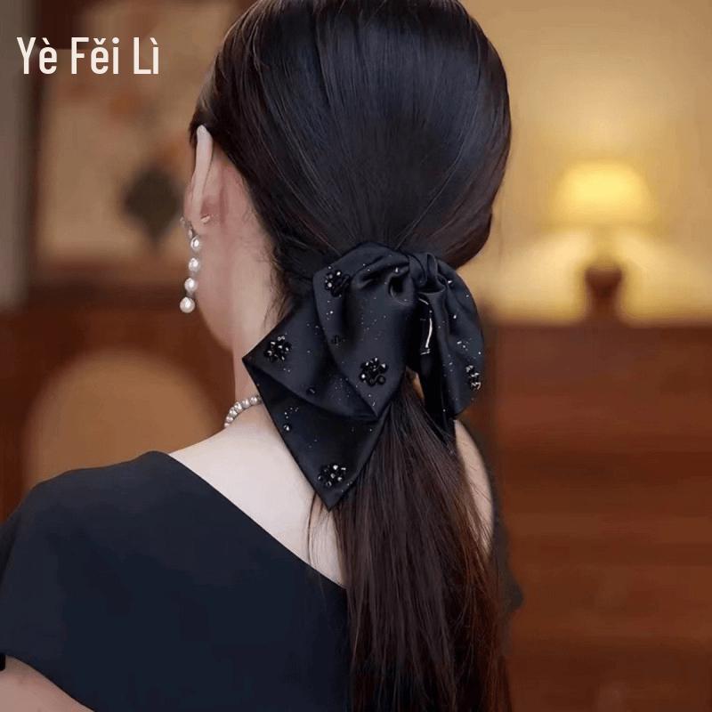 Black Diamond Satin Bow Hair Claw Clip 1 piece