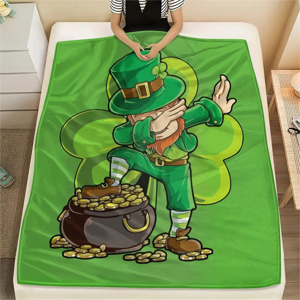 St. St. Patrick's Day Flanelldecke mit Aufdruck, Hohe Qualität, Bequem für alle Jahreszeiten, Heimdekoration, Wärme und Komfort