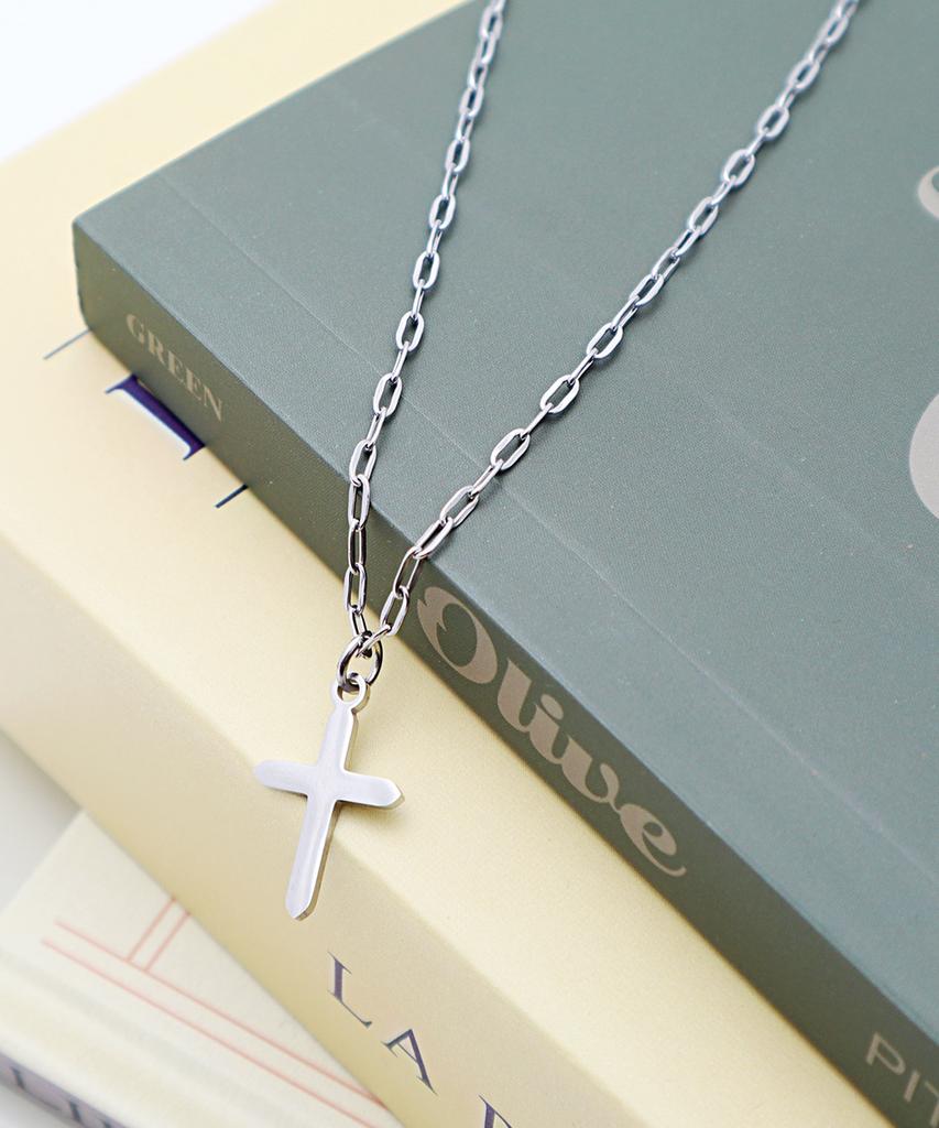 Polalita Surgical Mini Cross Chain Necklace (Plt-Nl-059_Sv)