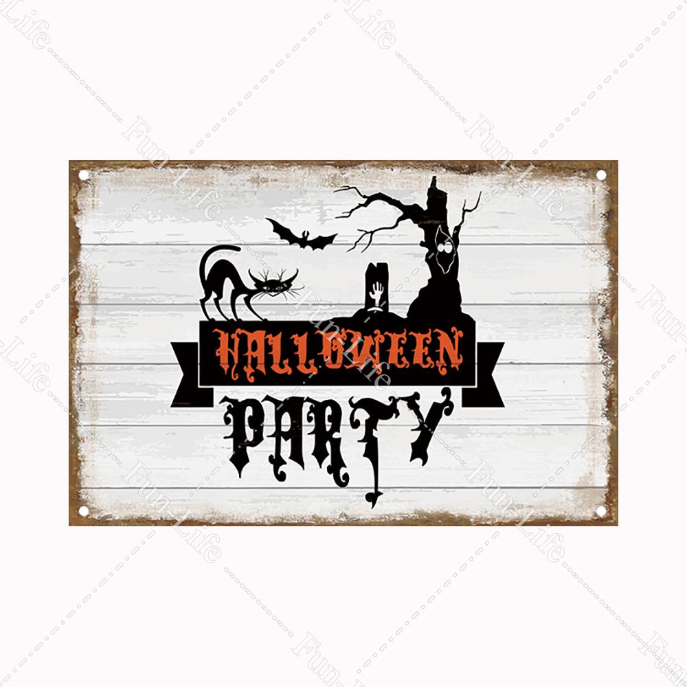 Halloween Pumpkin Tin Sign Vintage Plate Bat Poster Painting Festival Metal Signs Bar Art Party School Wall Home Decor 20x30cm