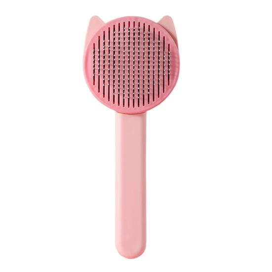 

Pet Comb with Retractable Stainless Steel Needles Grooming Brush Removes Loose Hair Massage Brush for Cats And рожевий