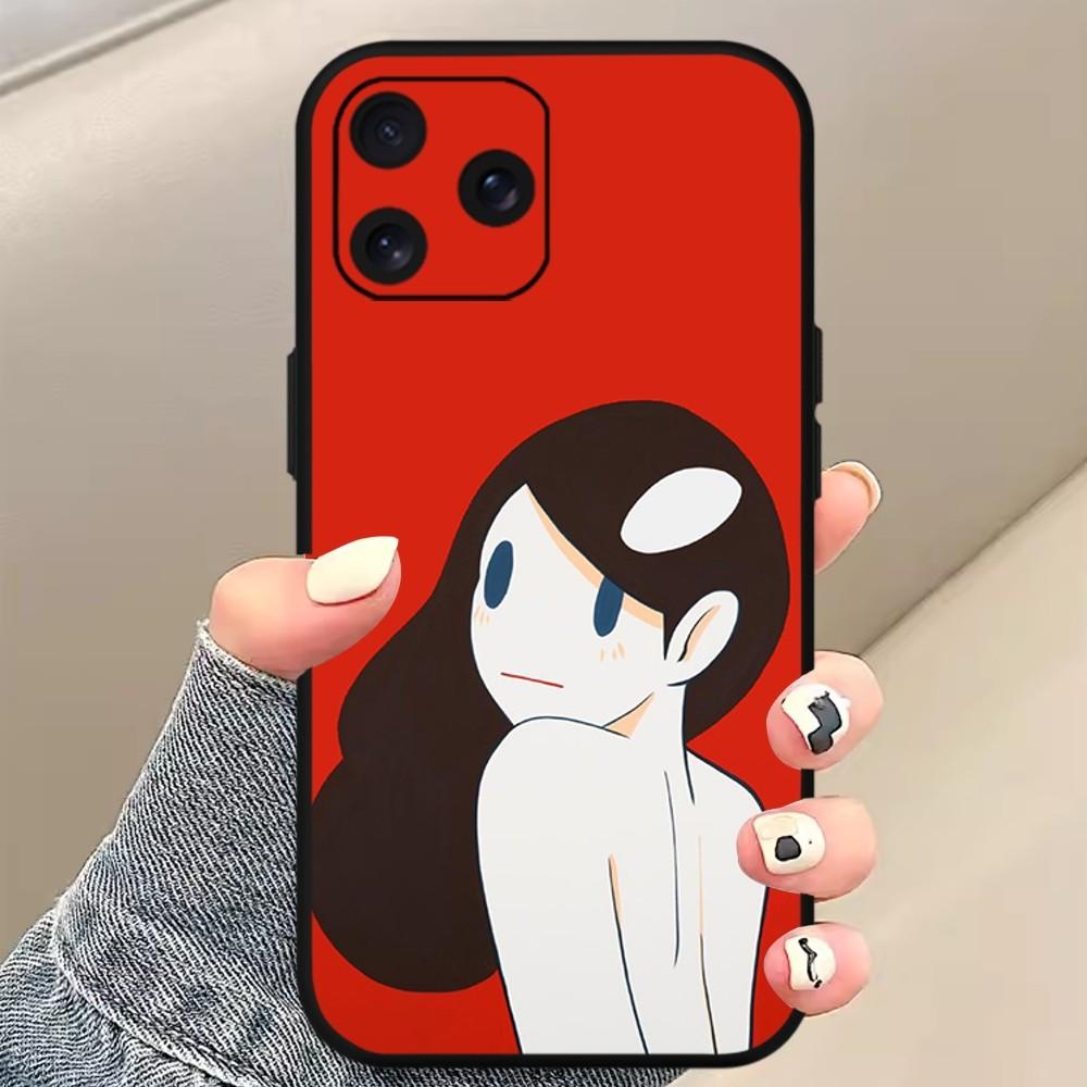 

Amano Takeru Girl Art Phone Case For iPhone Mini 11 12 13 14 15 Pro XS Max X Plus SE XR Black Soft Shell iPhone14