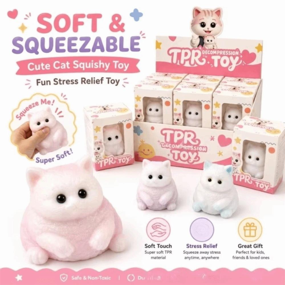 TPR-Material Katze Quetschspielzeug Schnelle Rückfederung Katze Quetschpuppe Klebriges Spielzeug Katze Fidget Spielzeug Geschenkidee