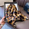 68Cm Retro Leopard Print Silk Scarf Women Imitation Silk Fashion Versatile Headwear Bag Accessories Clothing Square Scarf