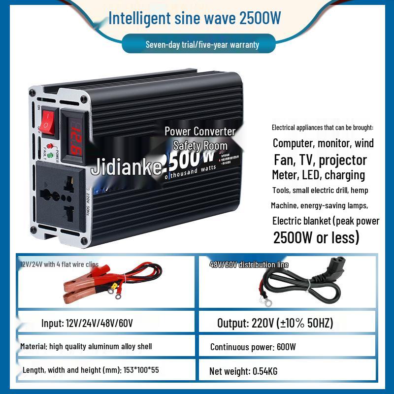 High Power 12V/24V To 220V EV Truck Battery Inverter 48V/60V Converter