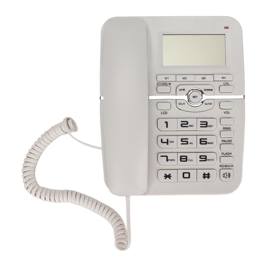 Corded Landline Caller ID Full Hands Free 4 Fast Dial Desktop Wired Telephone with LCD Display for Home HotelWhite