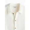 H M Regular Fit Textured Knit sHirt creaM