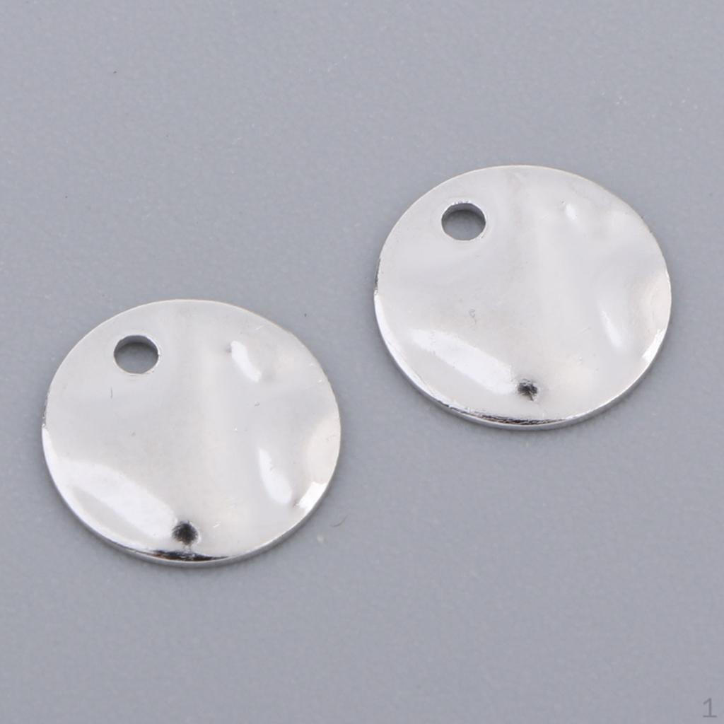 

2 / 4 Pack 925 Sterling Silver Round Stamped Tags Circle Tag Charms Connectors Findings Components 2pcs white gold
