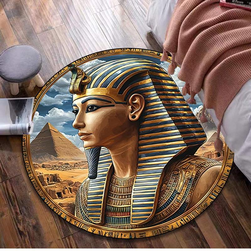 Egyptian symbolism Compass Circular Rug - Office Decorative Carpet For Living Room Bedroom Door Mat Floor Rug Computer Chair Area Rug