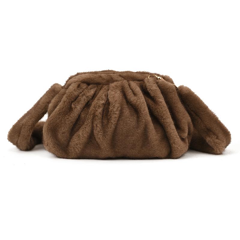 

Корейская плиссированная плюшевая сумка-облако через плечо, мягкая искусственная кожа, сумка кроссбоди, трендовые сумки для осени и зимы для женщин, подарки хаки