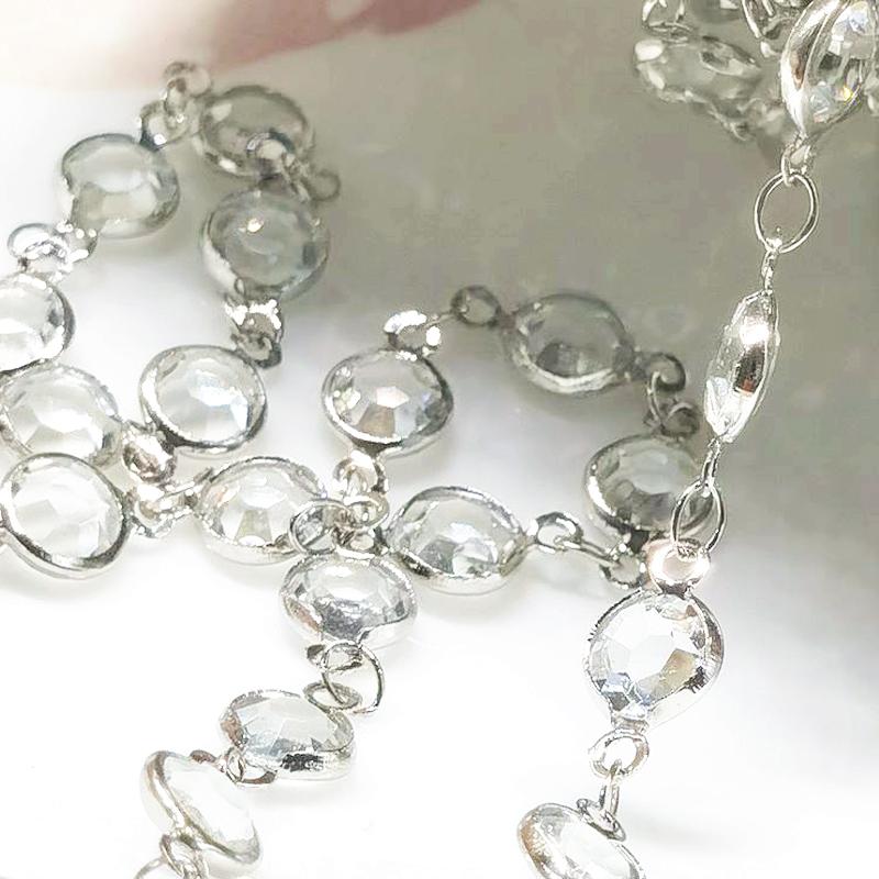 1meter 6mm Colorful Crystal Beads Beaded Chain Glass Bead KC Gold Necklace Chain Accessories for Jewelry Making Crafts DIY