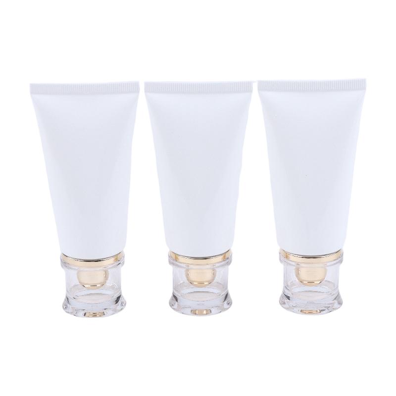 3Pcs 50/100Ml White Empty Cosmetic Squeeze Tubes Travel Dispensing Tubes Refillable Containers For Lotion Cream Facial Cleaner
