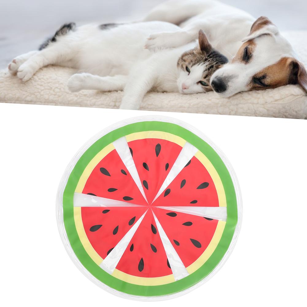 Pet Ice Pad PVC Fruit Pattern Round Cooler Mat Water Cooling Cushion Summer Cats Dogs SeatWatermelon