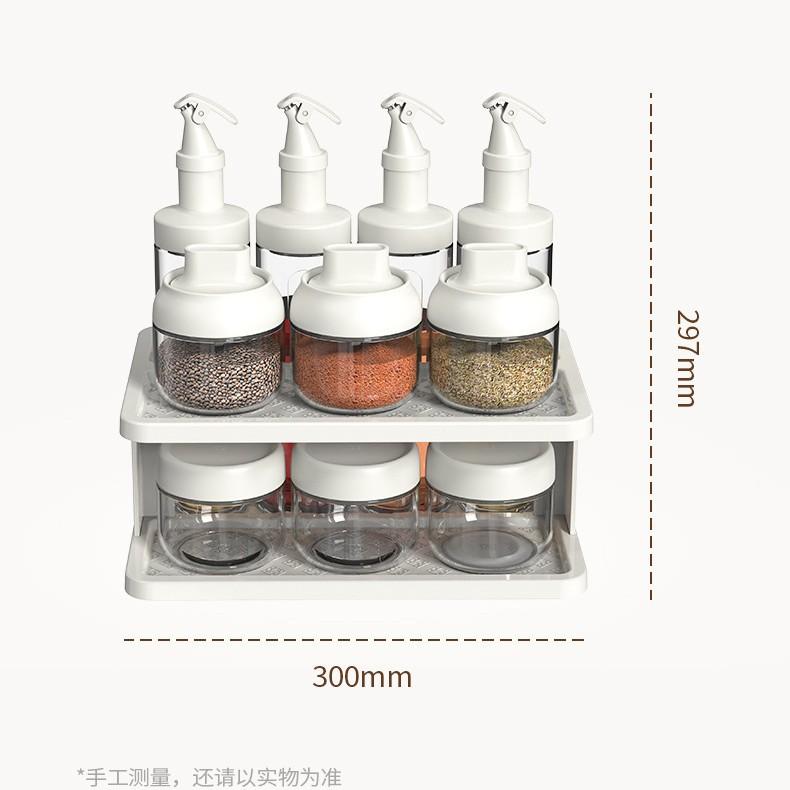 2026 11-Piece Classic Plastic Glass Kitchen Spice Rack Set Food Storage Containers Seasoning Jar Lid Oil Bottle Storage Jars