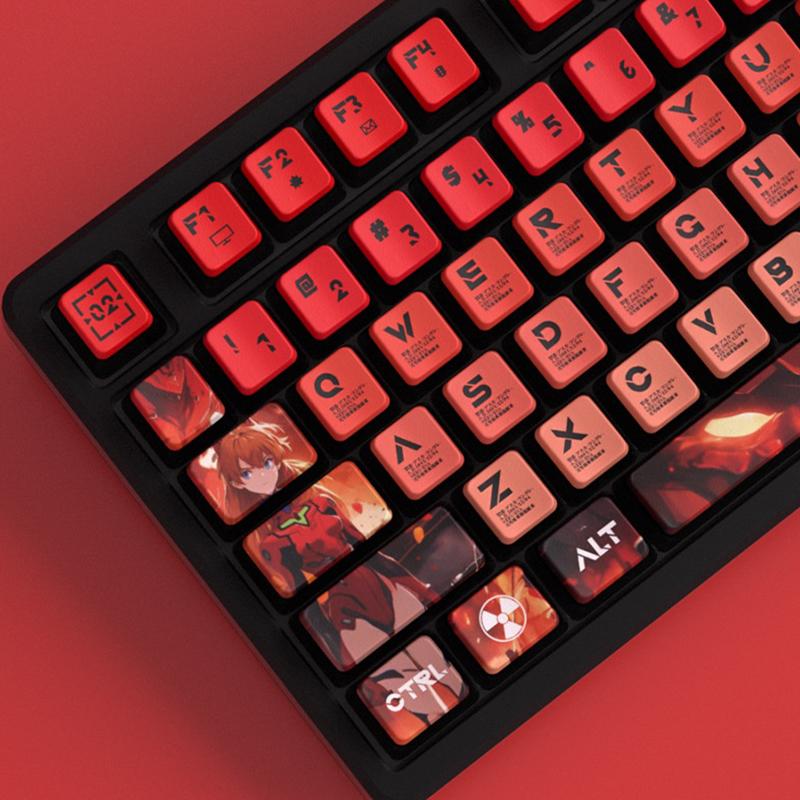 

122 клавиши PBT колпачок клавиши Ева Перестройка Евангелиона Аниме Фигурка OEM профиль Колпачок клавиши Четырехсторонний Боковой Прозрачный Набор колпачков для клавиш клавиатуры