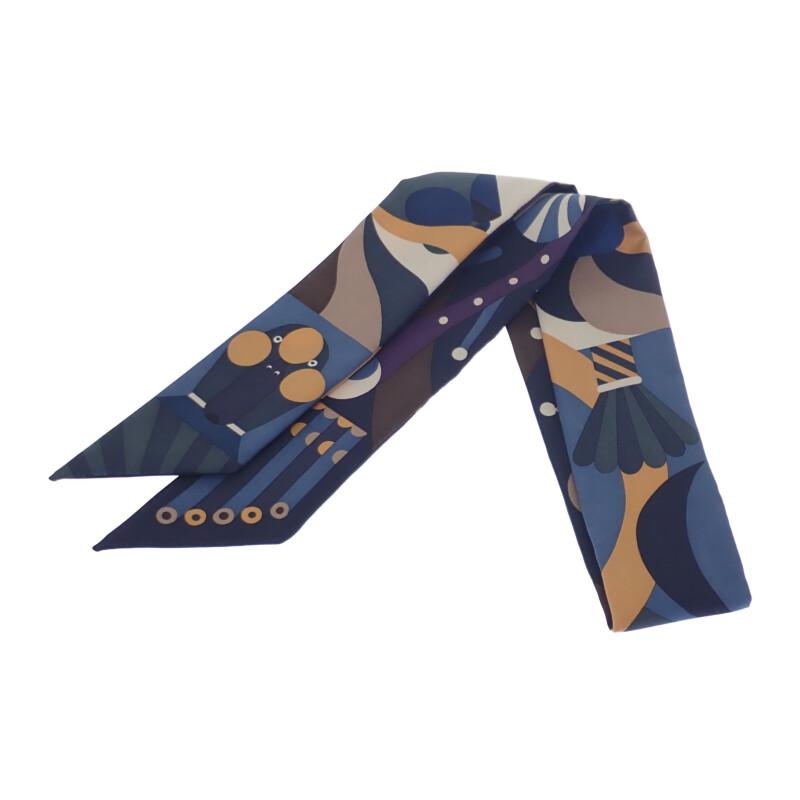 HERMES  HTH2307  Scarf Blue gene/Navy Silk Women
