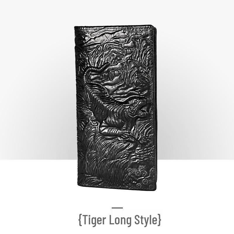 Carteira Masculina Retro em Couro Embossado – Padrão Crocodilo Longo com Vários Compartimentos para Cartões e Porta-Moedas.