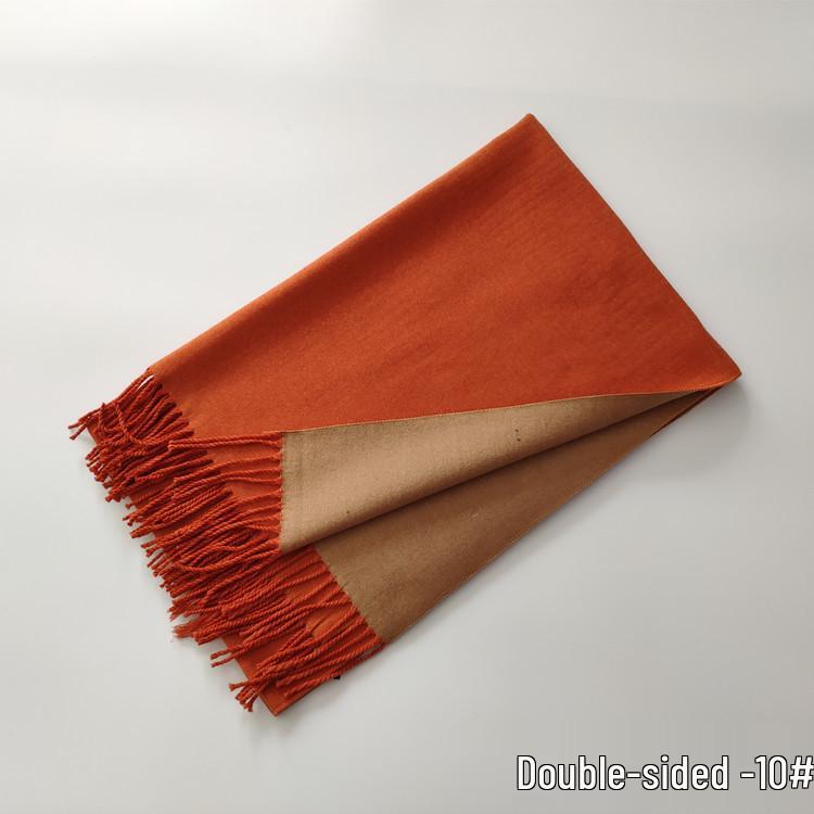 2024 Autumn/Winter Imitation Cashmere Double-Sided Red Scarf - Solid Color, Warm Shawl for Women, European & American Style.